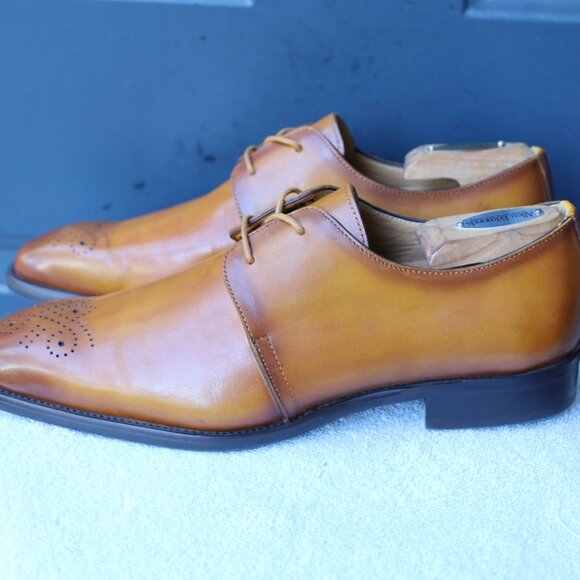 SALE - Maison Forte 9.5-M Cognac Burnished Mens Oxford Dress Shoes - Picture 7 of 13